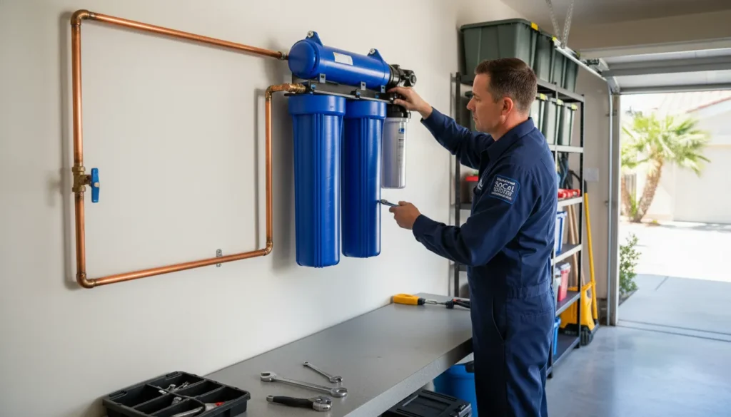 installing a large multi-stage whole house water filtration system