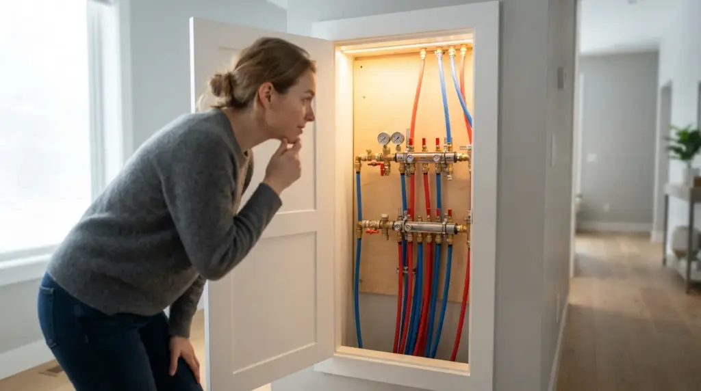 4S Ranch homeowner learning about a weak point in their home's original PEX system