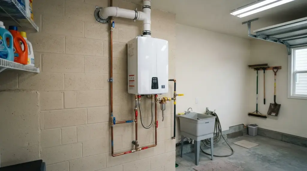 Tankless water heater sized for a larger 4S Ranch family household