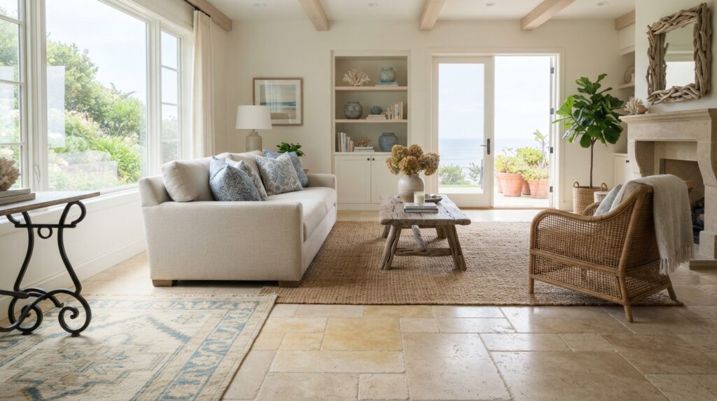Warm patch on premium flooring signaling a possible slab leak in a La Jolla home