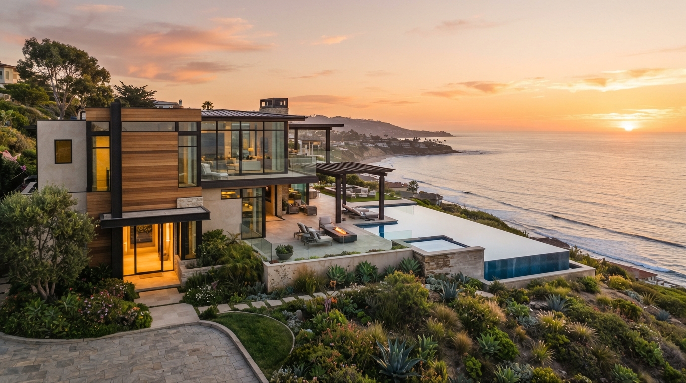 Upscale coastal La Jolla home where salt air accelerates water heater wear
