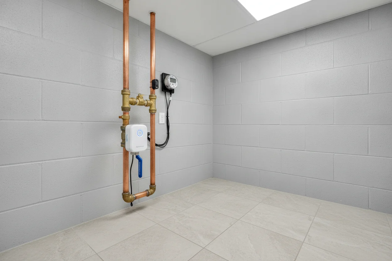 Smart water shutoff device installed to protect a Del Mar seasonal home