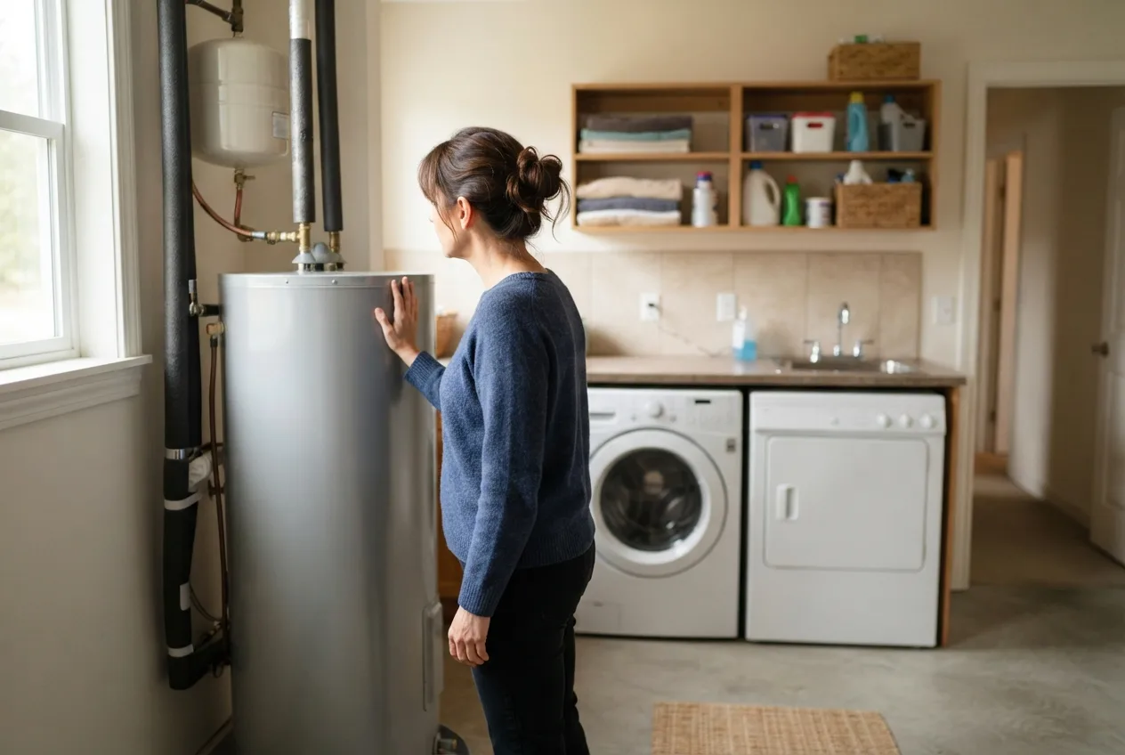 Homeowner noticing early warning signs from an aging water heater
